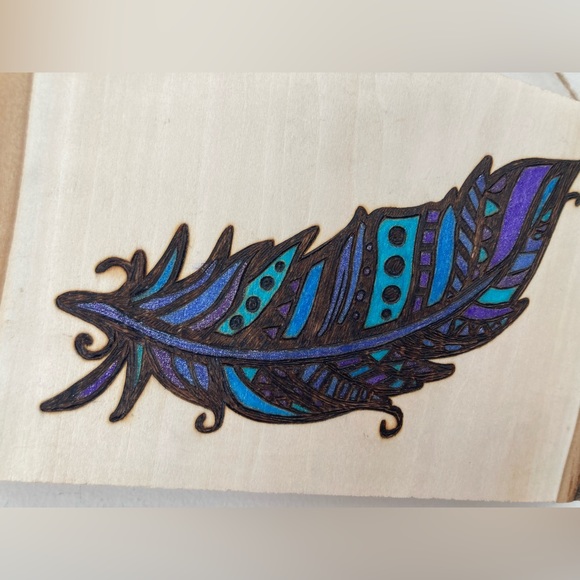 Feather - Pyrography - Home Decor - Picture 3 of 3